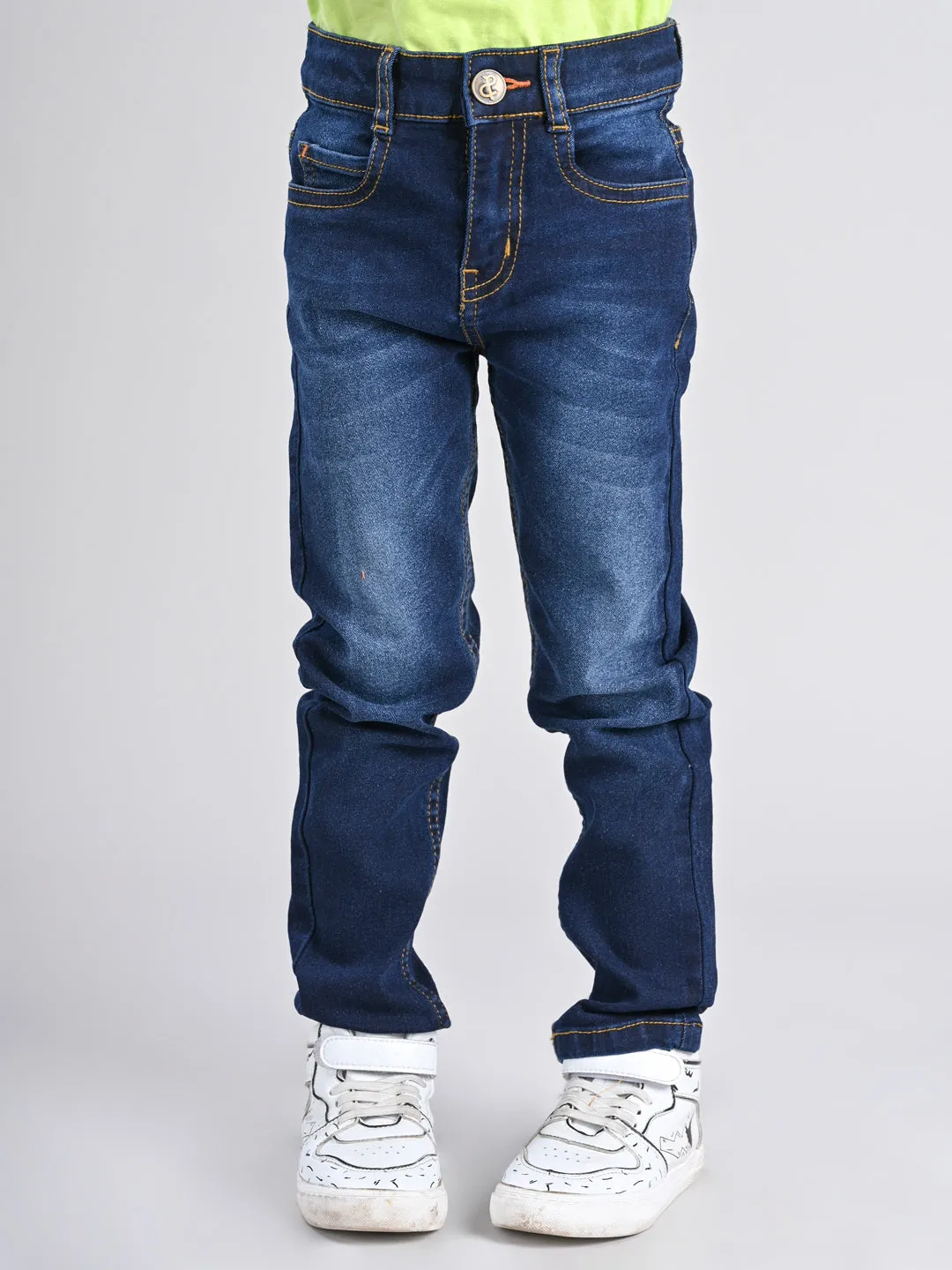 Boys Dark Blue Slim Fit Casual Denim Jeans