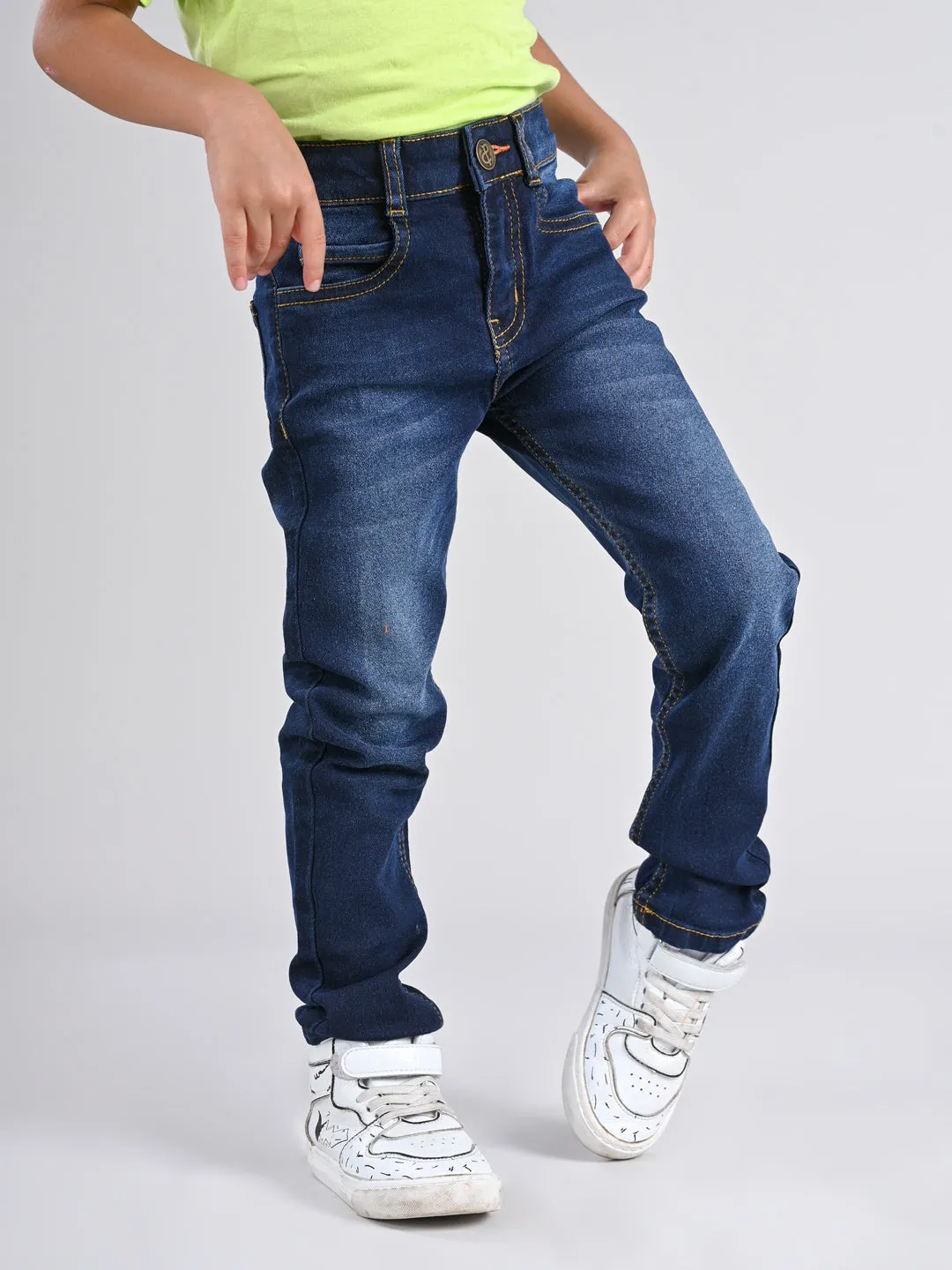 Boys Dark Blue Slim Fit Casual Denim Jeans