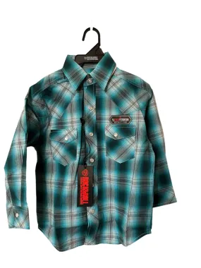 Boy's Rock & Roll Denim Plaid Shirt