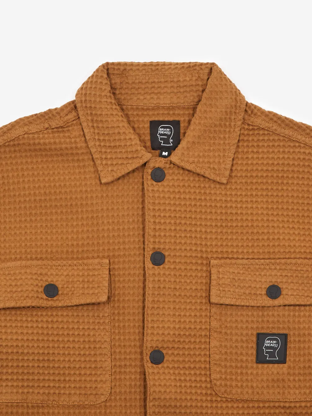 Brain Dead Waffle Snap Front Shirt - Light Brown