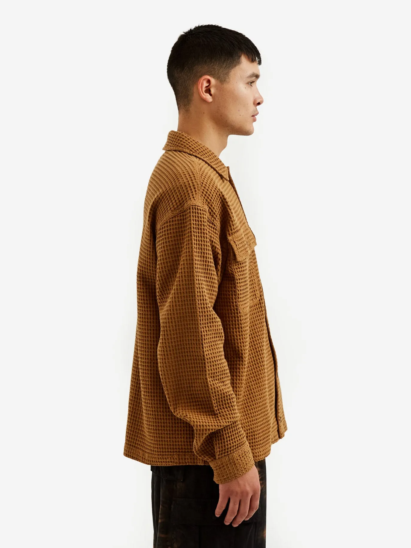 Brain Dead Waffle Snap Front Shirt - Light Brown