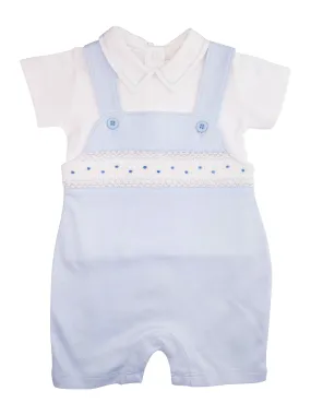 Bryan Blue Hand Smocked Overall Set