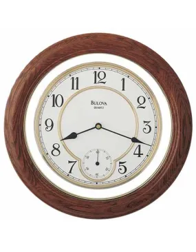 Bulova William - Wooden Wall Clock - Dark Oak Finish - Sub-Seconds