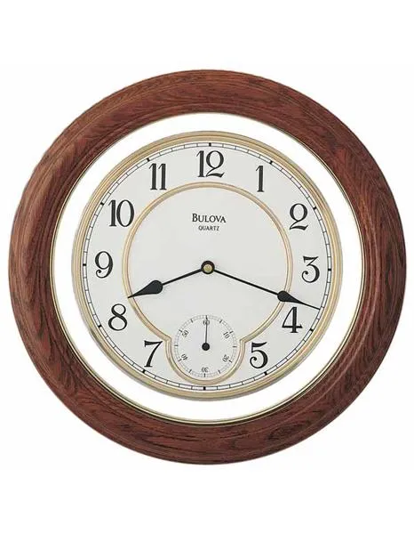 Bulova William - Wooden Wall Clock - Dark Oak Finish - Sub-Seconds