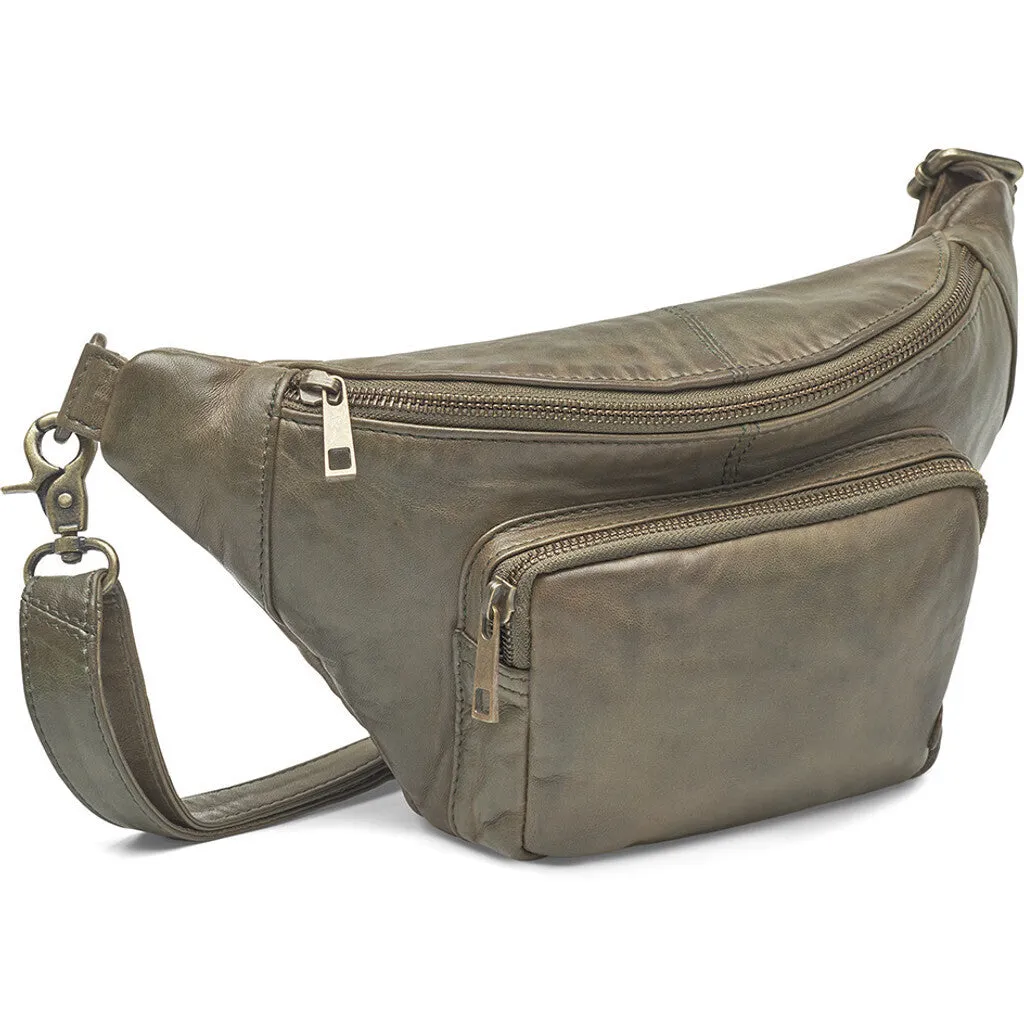 Bumbag in vintage look with front pocket / 13396 - Army Green