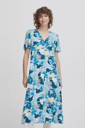 b.young Joella Button Dress Angel Blue Watercolor Mix