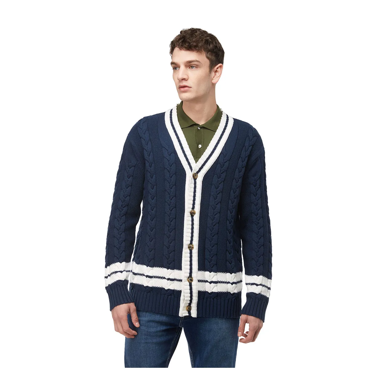 Cable Cardigan Baracuta Blu Navy