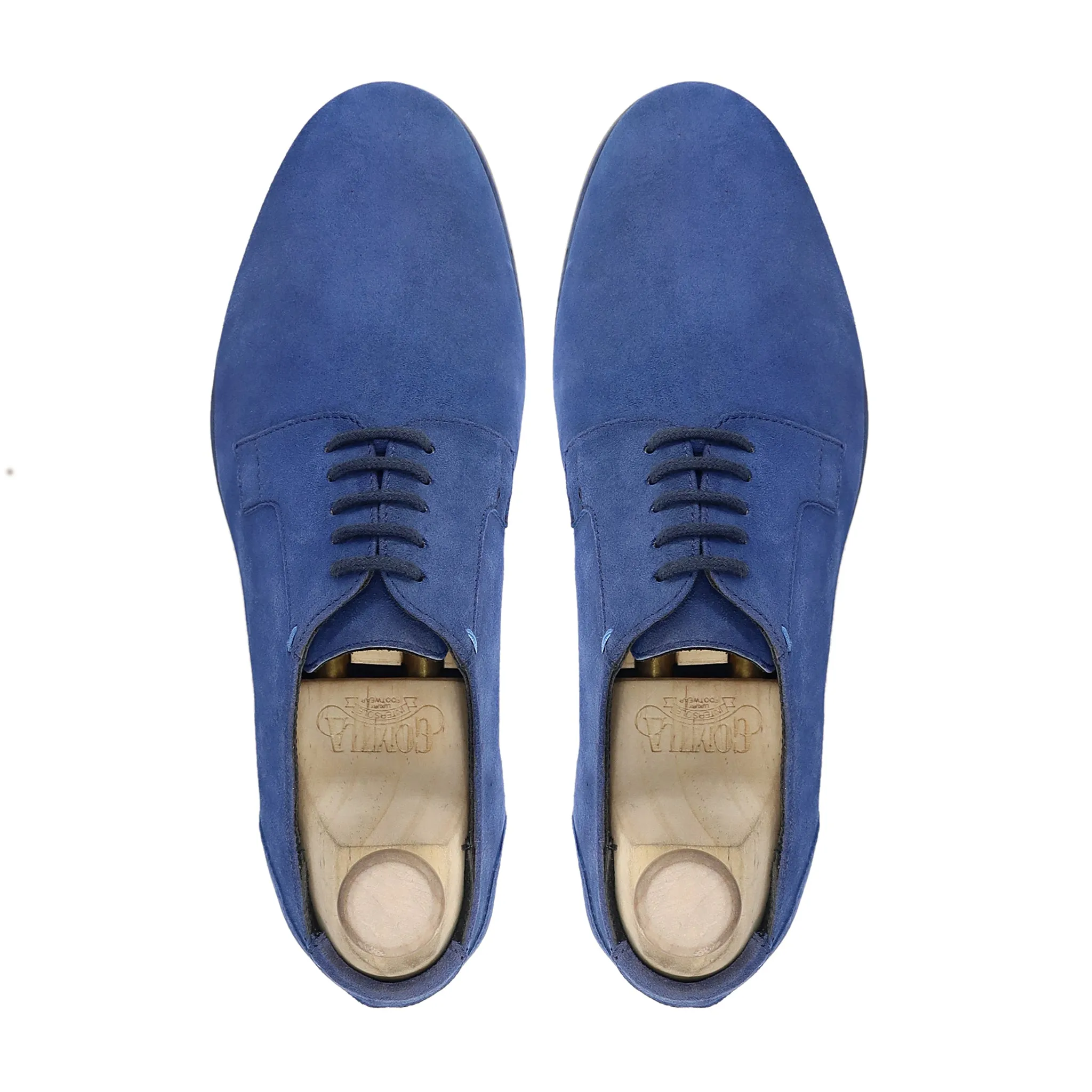 Candido - Men's Blue Kid Suede Derby Shoe