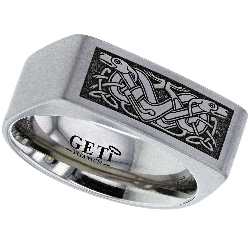 Celtic Titanium Zoomorphic Ring - T158-CD4