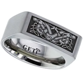 Celtic Titanium Zoomorphic Ring - T158-CD4