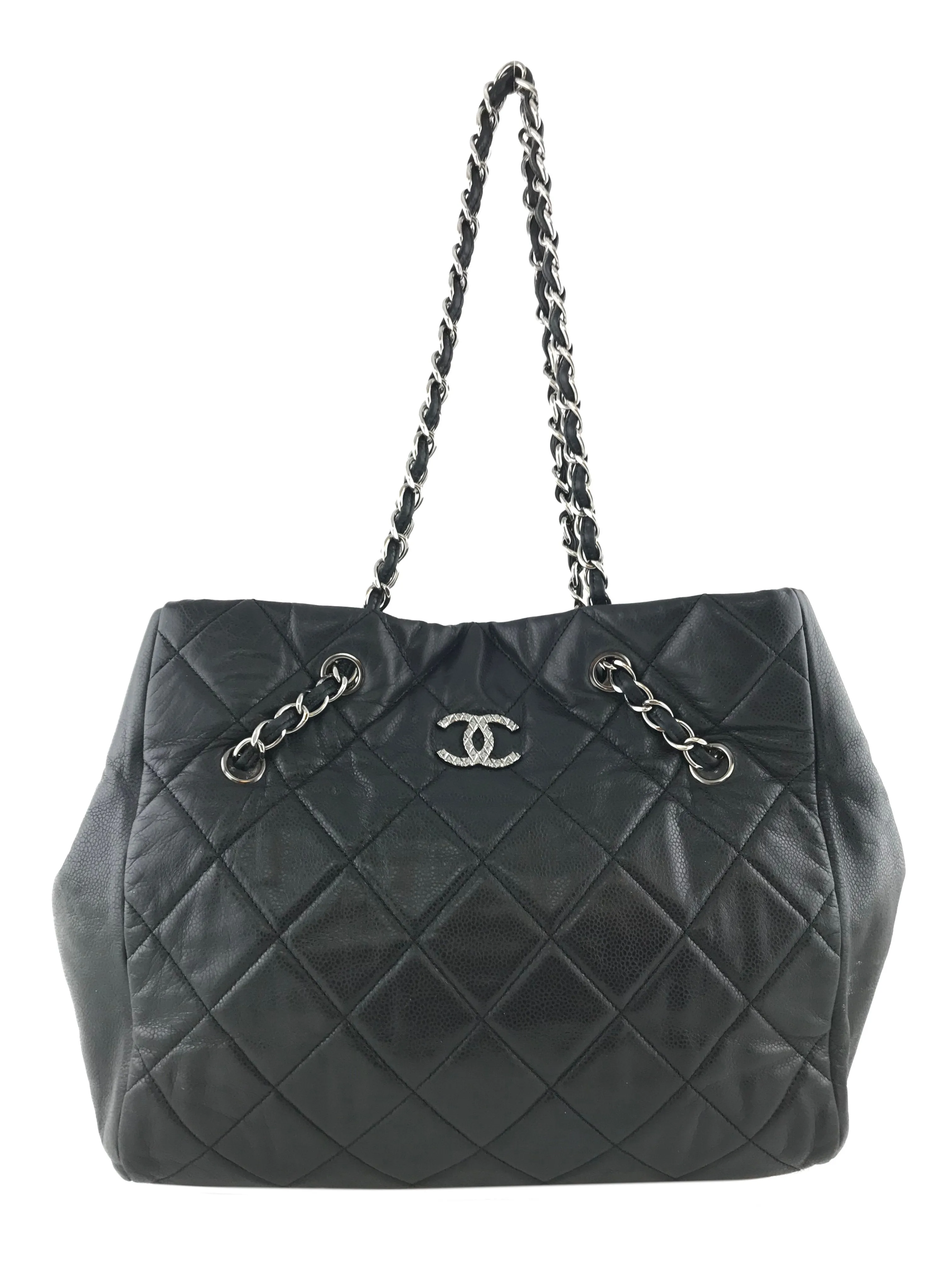 Chanel Cells Quilted Caviar Leather Large Tote Bag