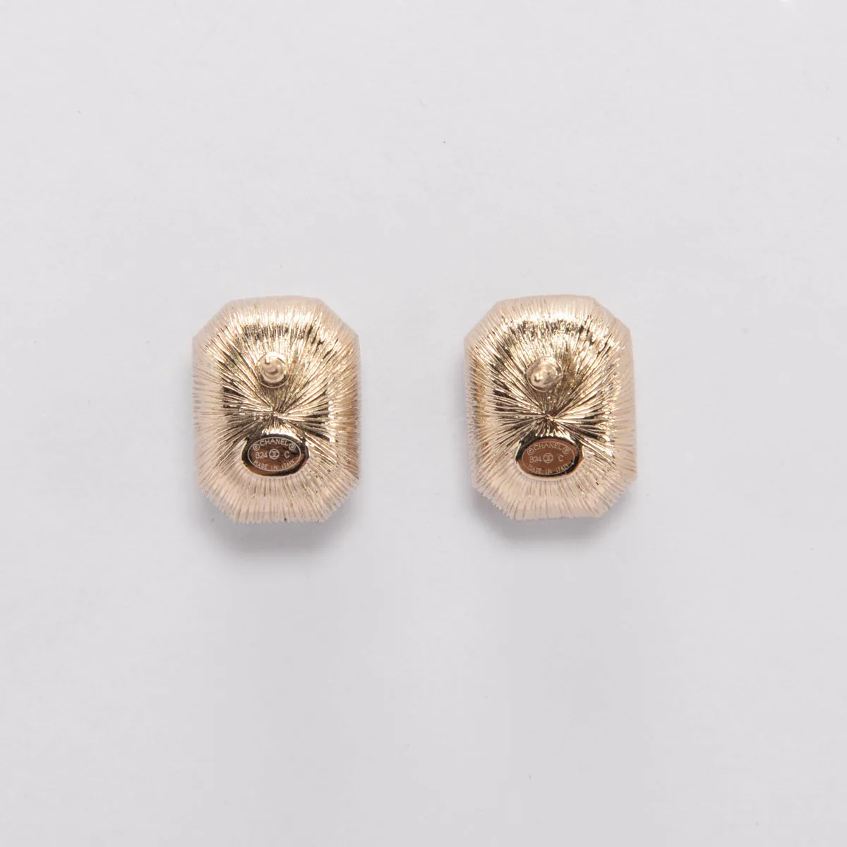 Chanel Light Gold Crystal CC Stud Earrings