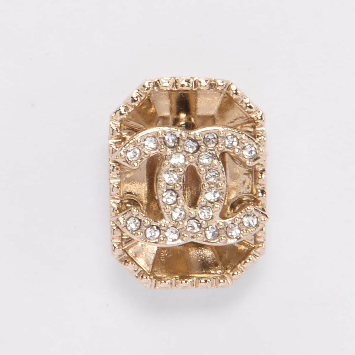 Chanel Light Gold Crystal CC Stud Earrings