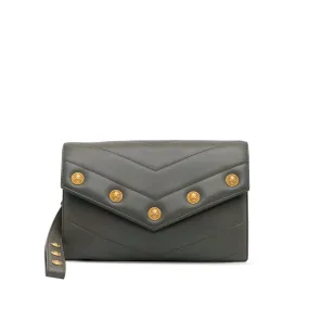 Chanel Medallion Flap Clutch Chevron Grey Calfskin Gold