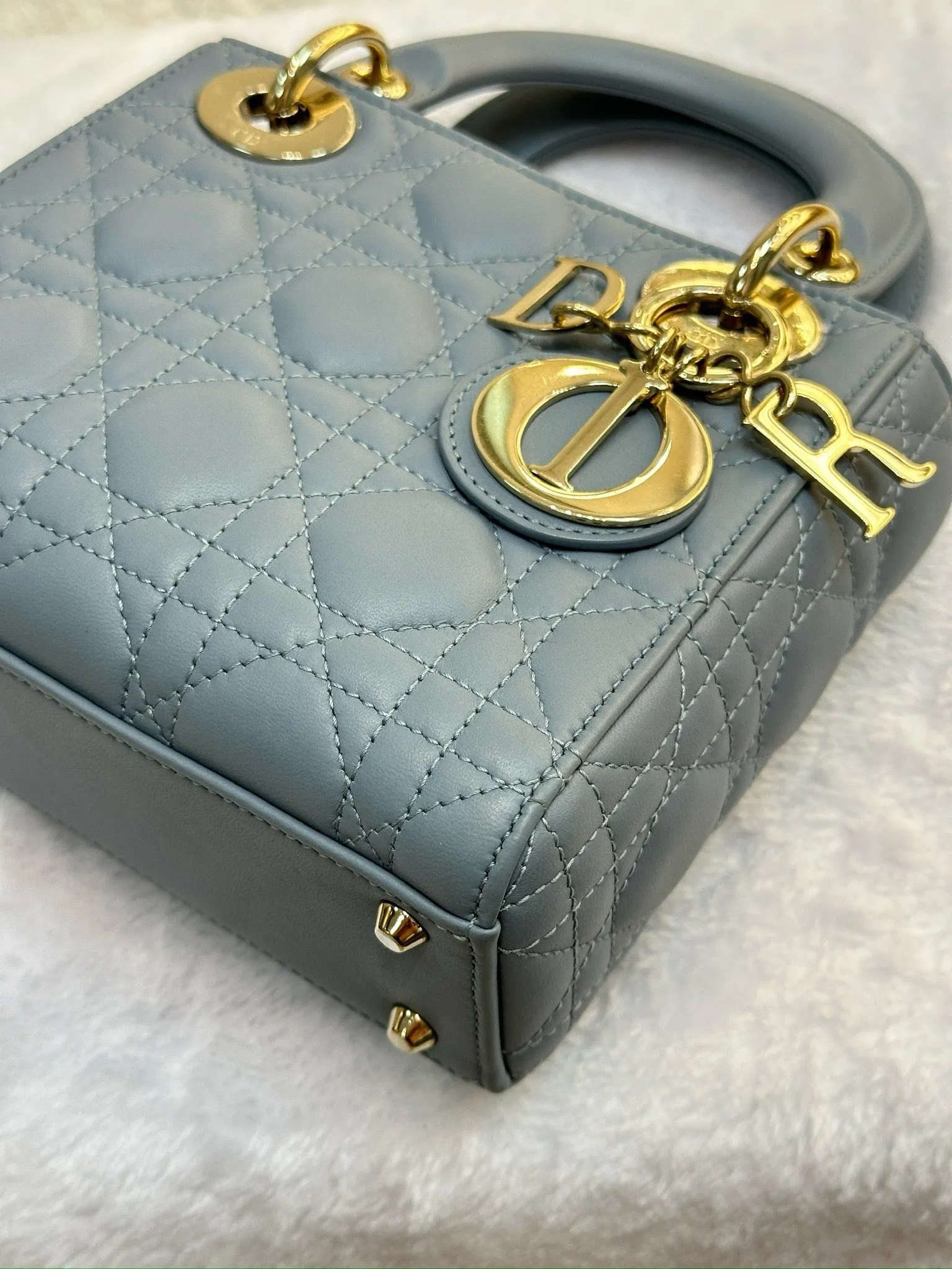 Christian Dior Mini Lambskin Cannage Lady Dior Sky Blue