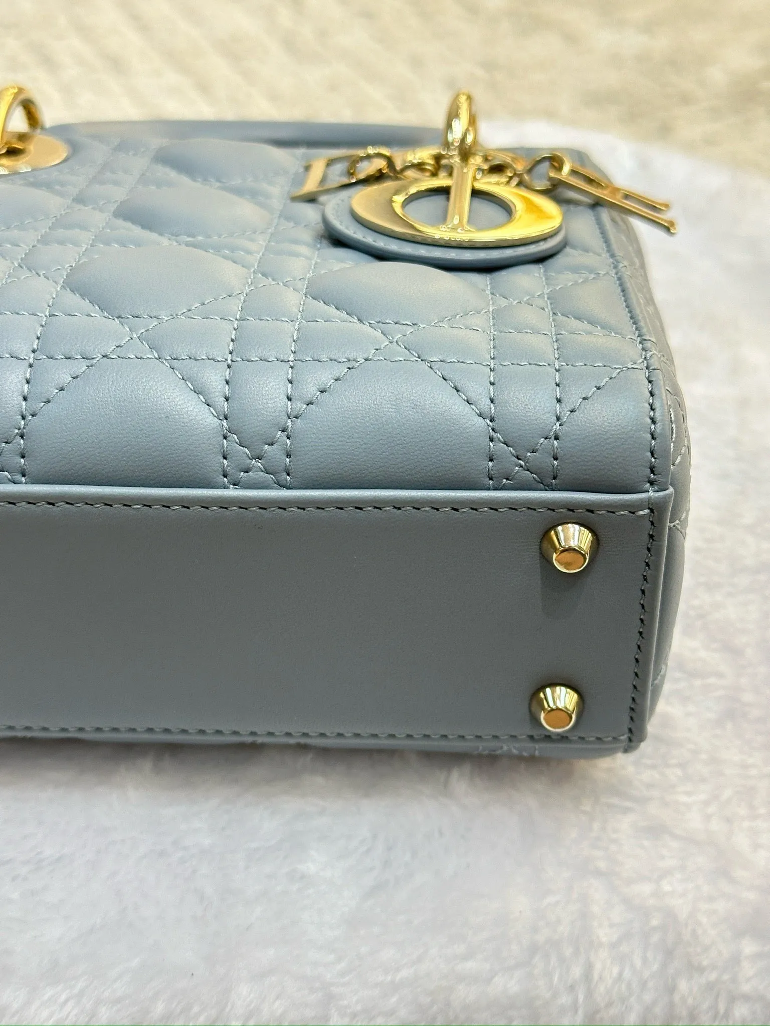 Christian Dior Mini Lambskin Cannage Lady Dior Sky Blue