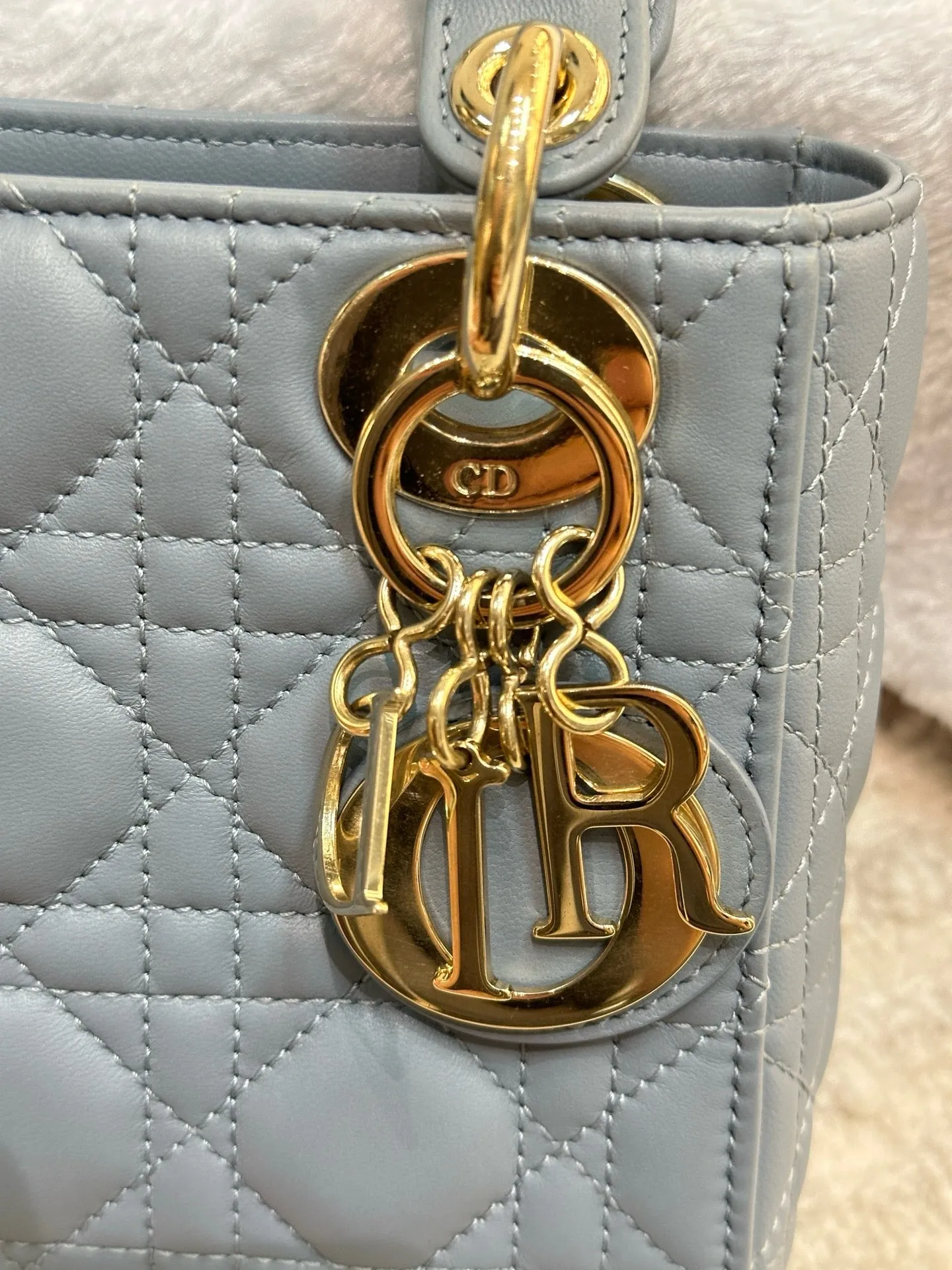 Christian Dior Mini Lambskin Cannage Lady Dior Sky Blue