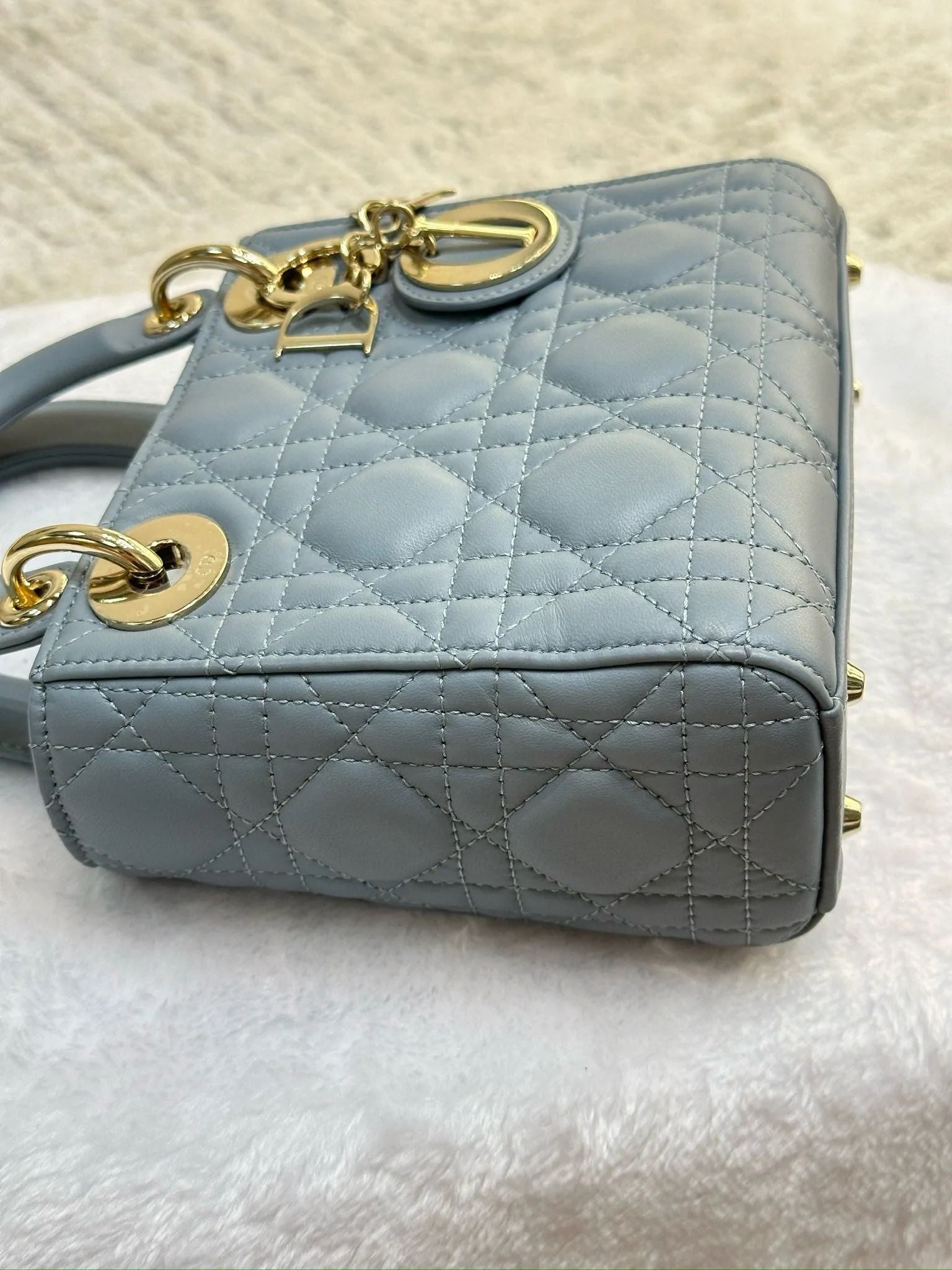 Christian Dior Mini Lambskin Cannage Lady Dior Sky Blue