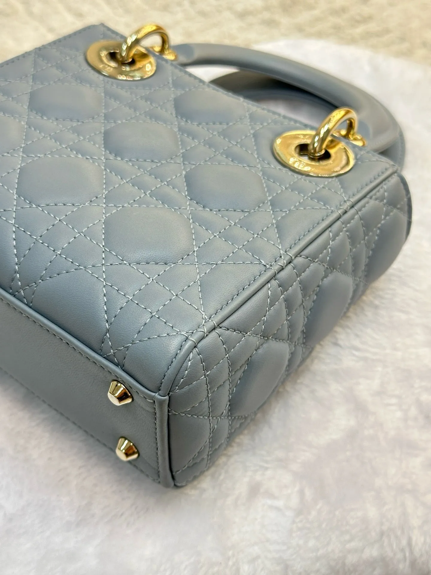 Christian Dior Mini Lambskin Cannage Lady Dior Sky Blue