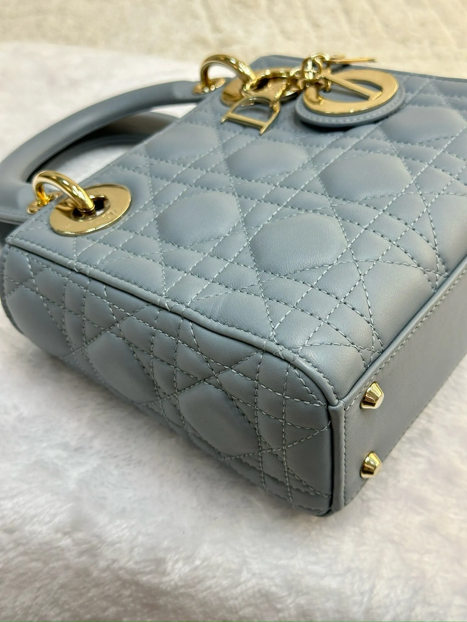 Christian Dior Mini Lambskin Cannage Lady Dior Sky Blue