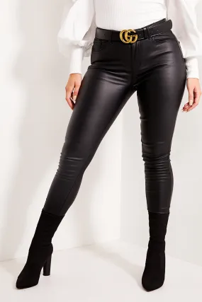 Claudia Black Faux Leather PU Skinny Jeans