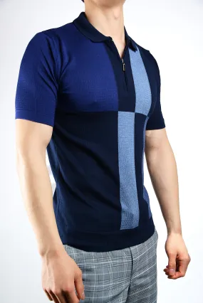 Colorblock Zip Knit Polo