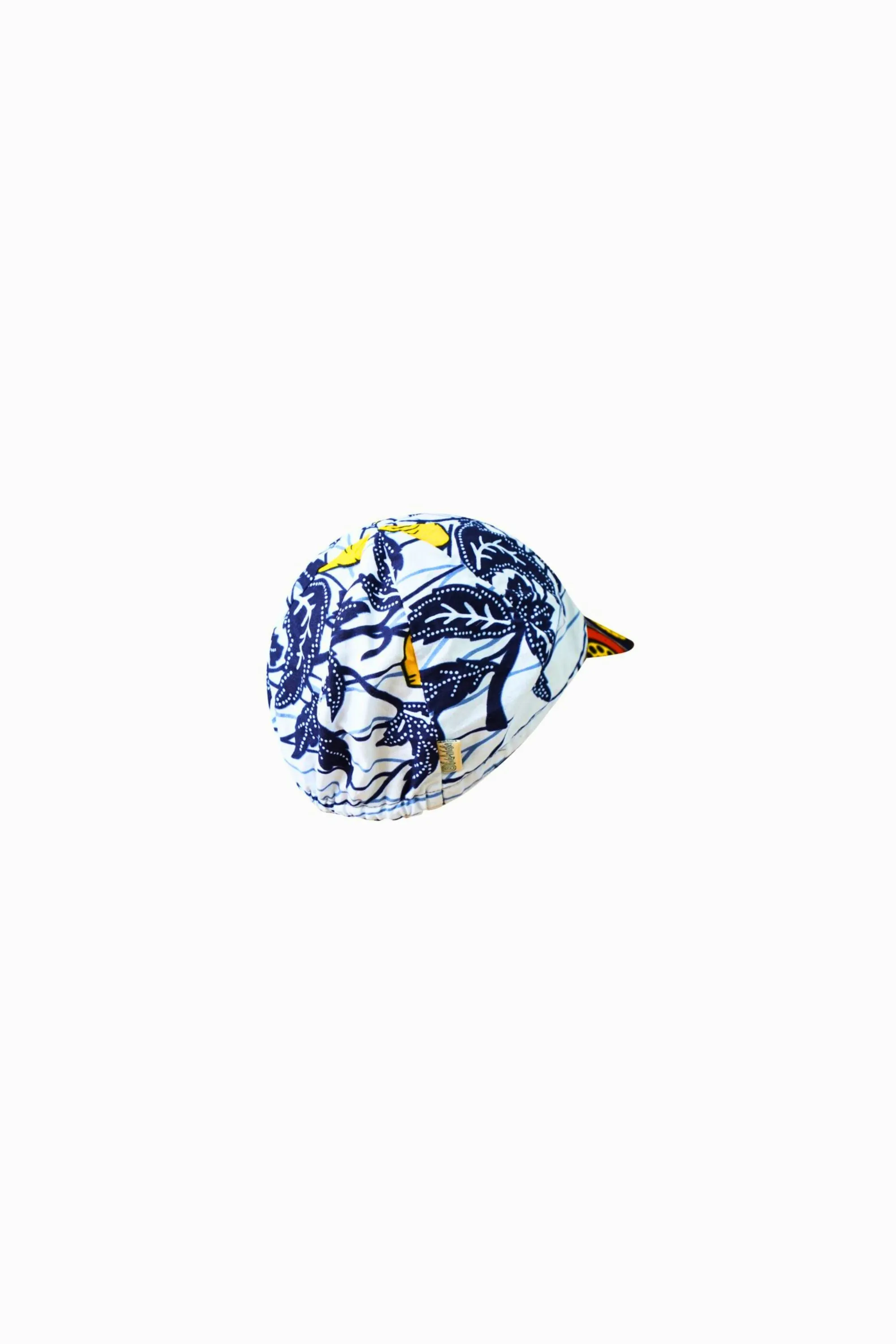 Colorful cycling cap - White Blue Brown and Yellow African Ankara Wax Cotton Print - 10