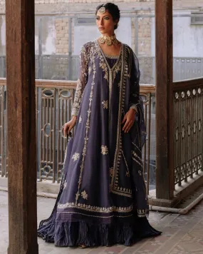 Dark Stale Blue Kalidar Anarkali Set