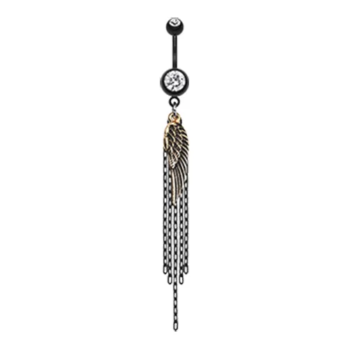 Descent of Angels Belly Dangle in Metallic Black