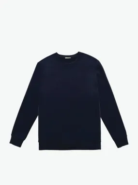 Distressed Crew-Neck Sweatshirt Navy Blue