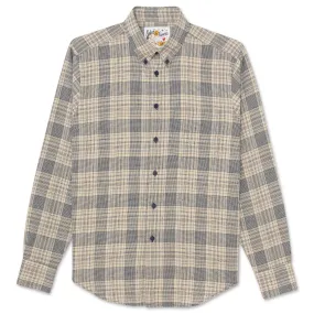 Easy Shirt - Linen Cotton Check -Blue