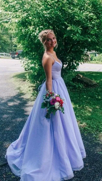 Elegant Purple Satin A Line Prom Dress Long Party Dress Evening Dress SH873