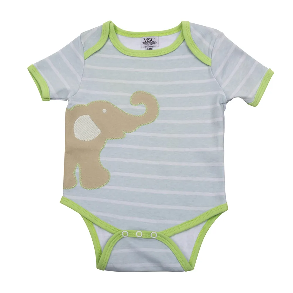 Elephant Blue Stripe Onesie 0-6 Months