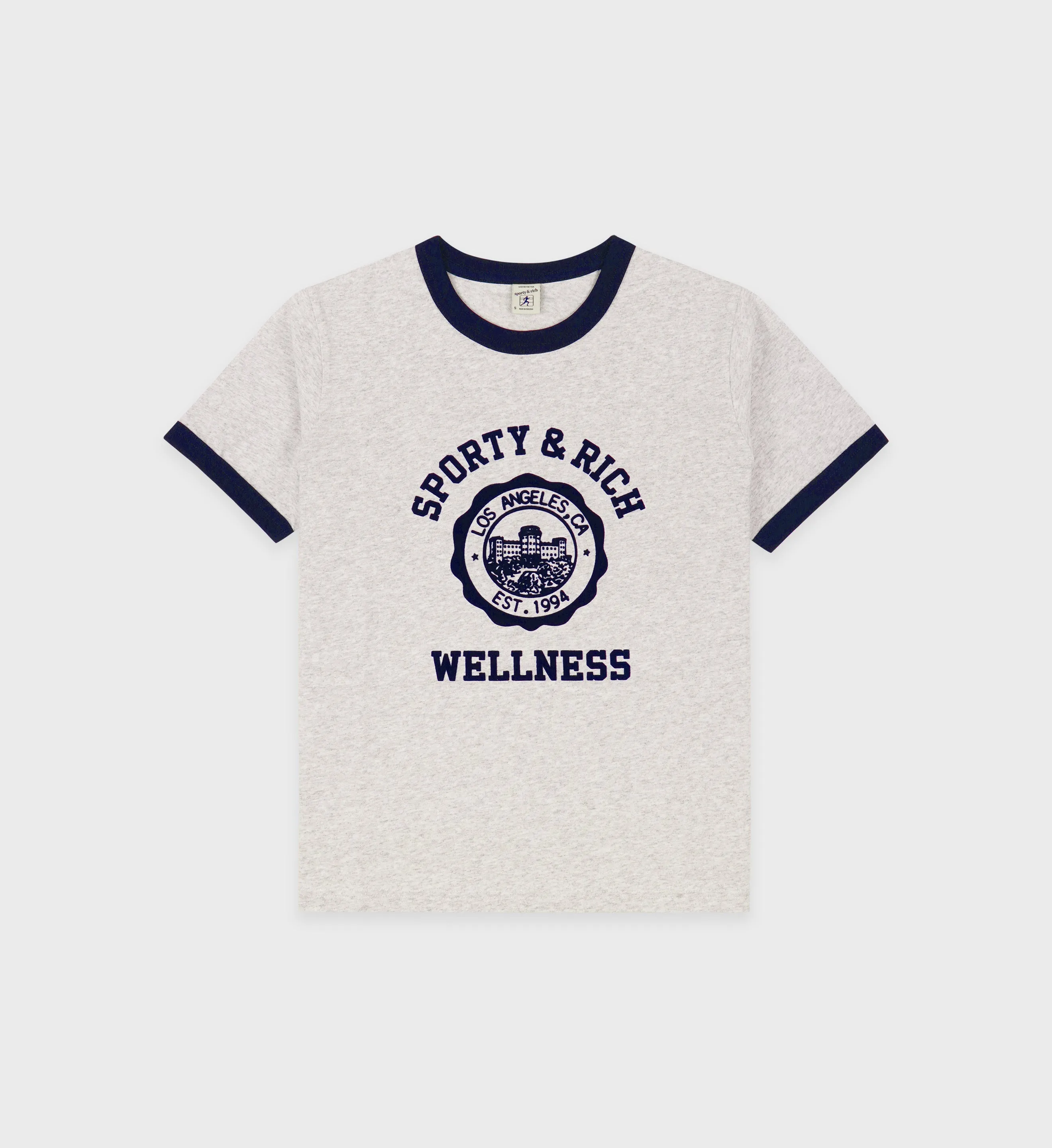 Emblem Ringer Tee - Heather Gray/Navy