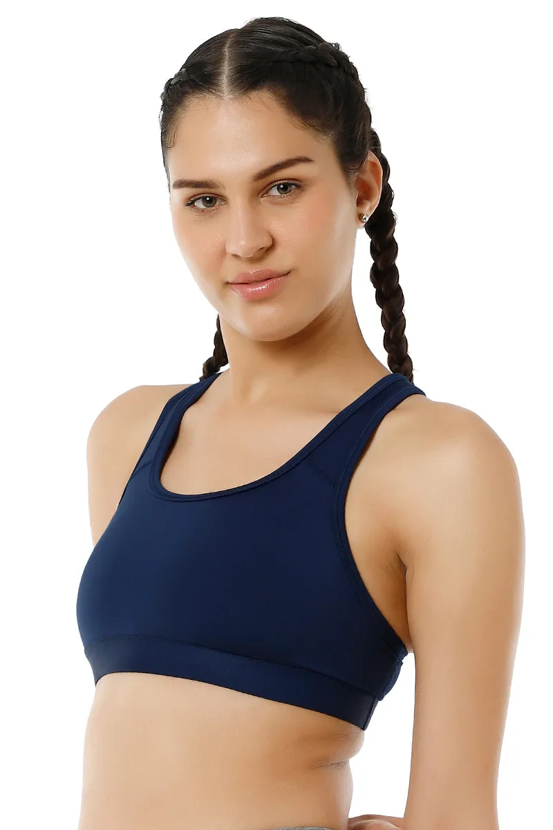 Energize Medium Impact Round Neck Sports Bra - Pageant Blue