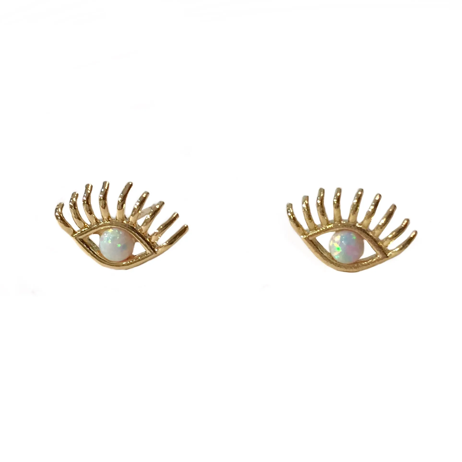 Evil Eye Opal Curled Lash Earrings