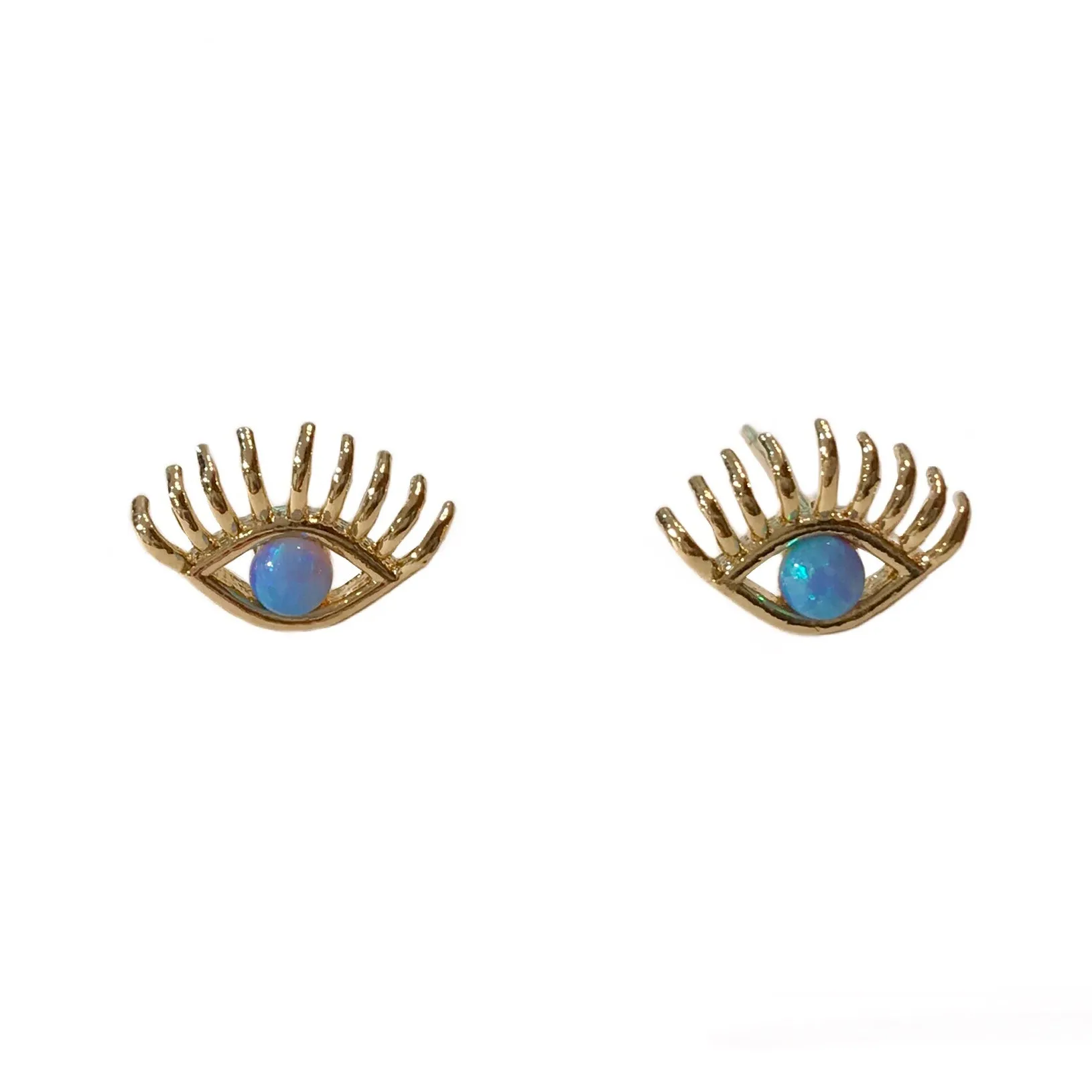 Evil Eye Opal Curled Lash Earrings