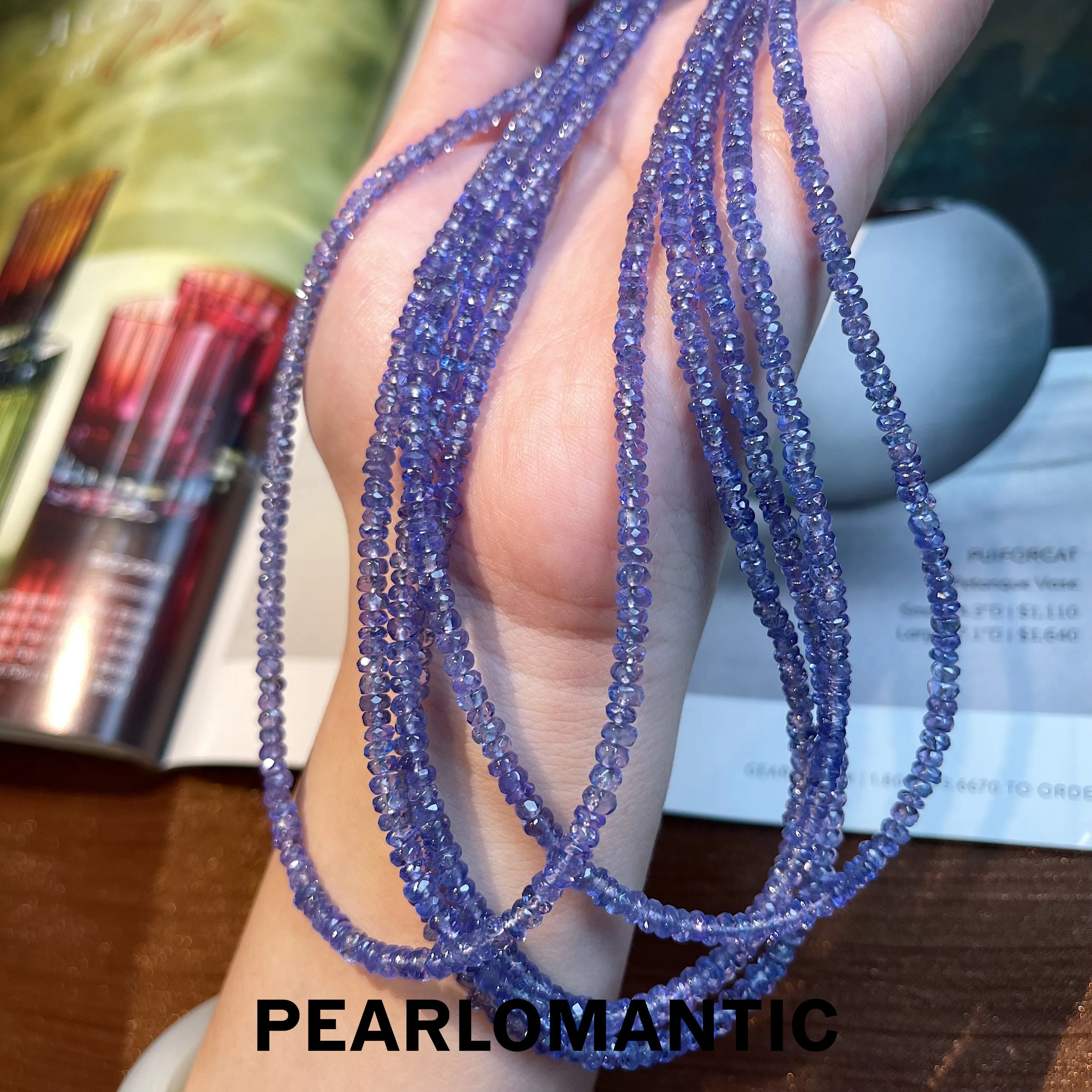 [Fine Jewelry] 18k Gold & Tanzanite 2.5mm-3.5mm Bead Cut Necklace