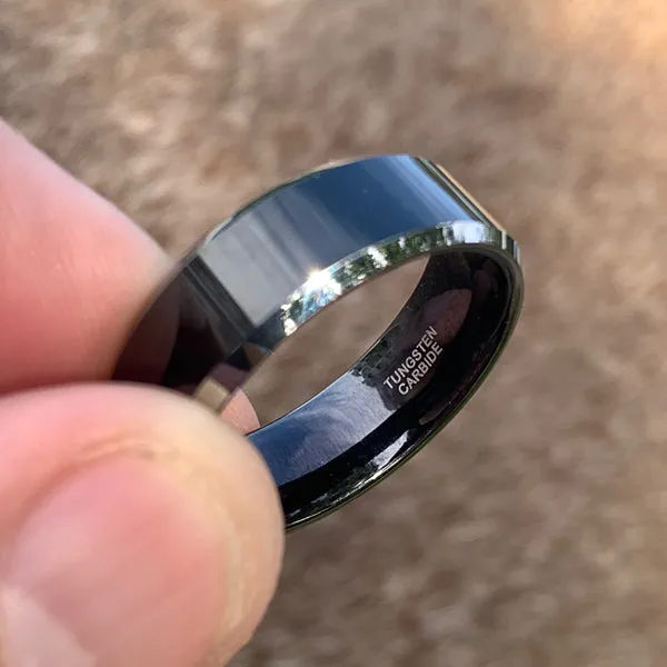 Flat Black Tungsten Ring