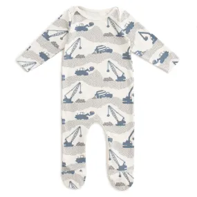 Footed Romper - Construction Slate Blue & Grey