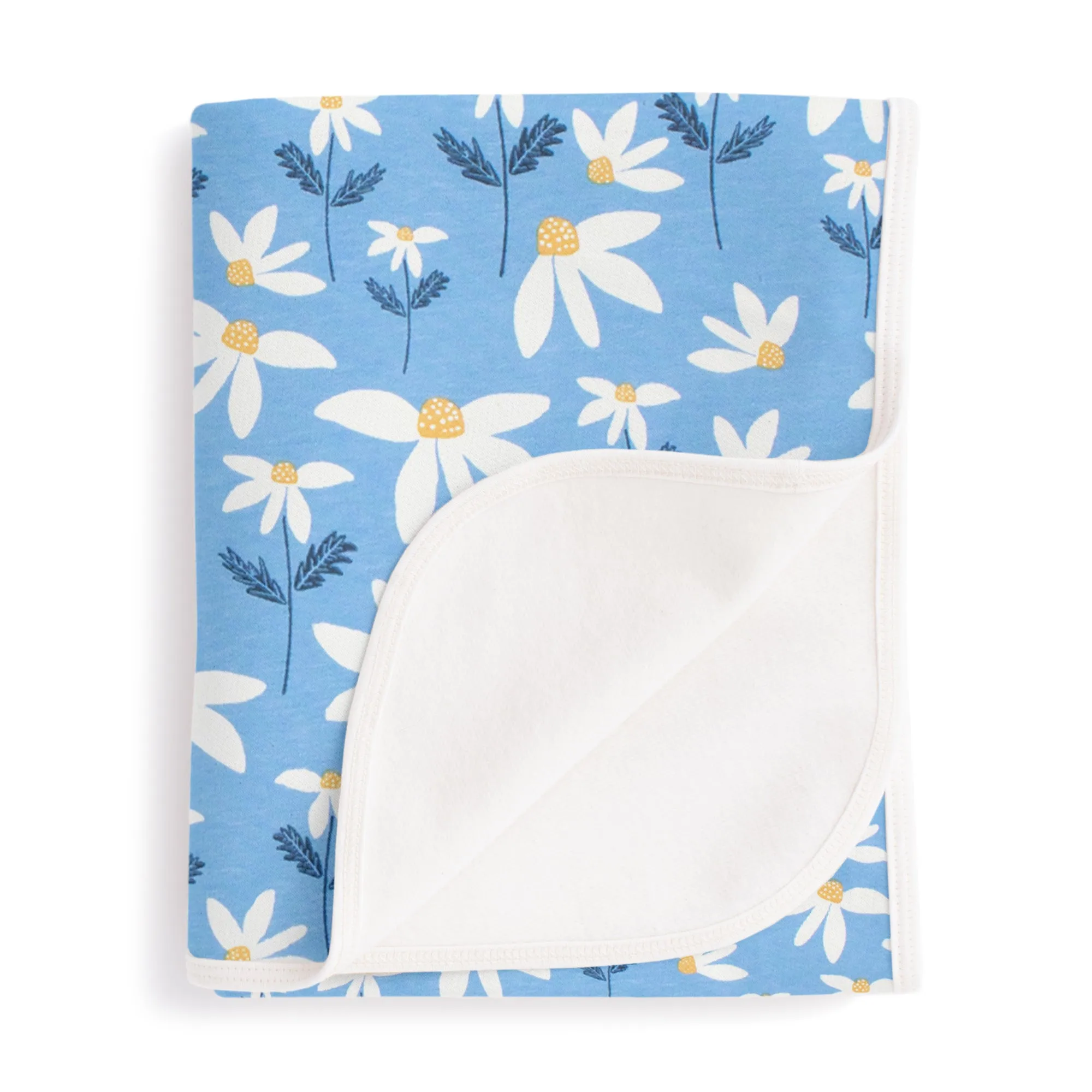 French Terry Blanket - Daisies Blue