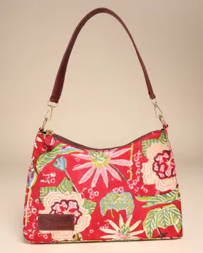 Fusion Floral Cotton Blockprinted Baguette Bag