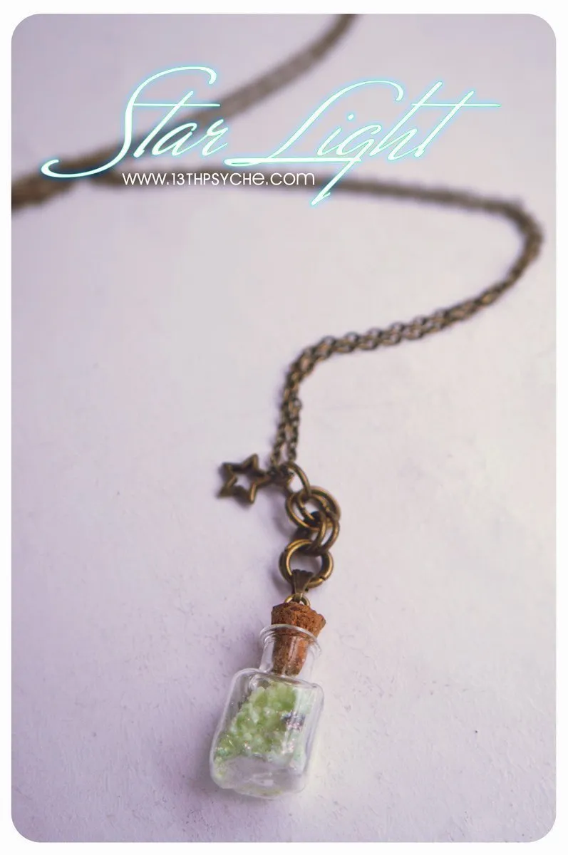 Glow in the dark bottle pendant necklace