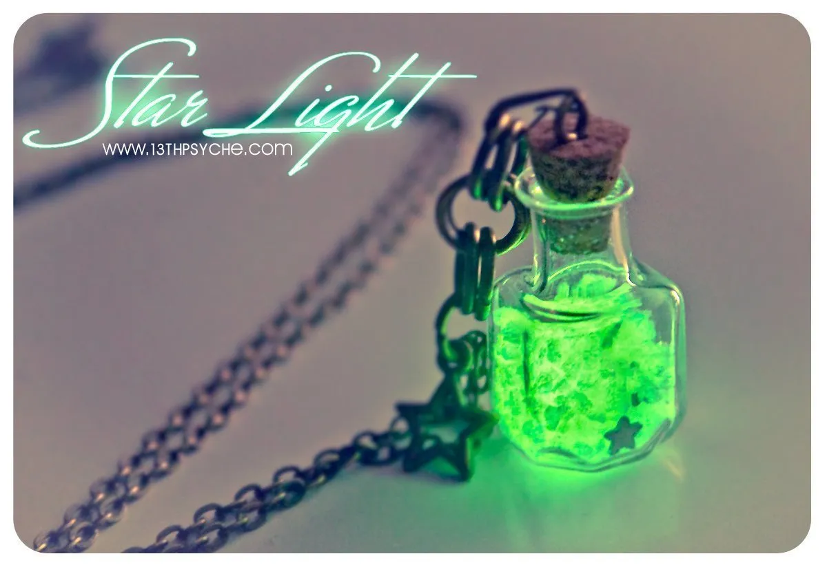 Glow in the dark bottle pendant necklace