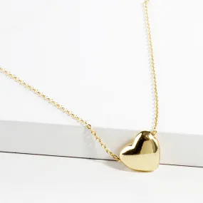 Gold Dipped Metal Heart Pendant Necklace-M H W ACCESSORIES