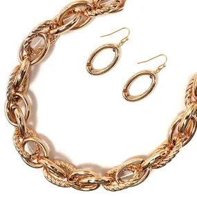 GOLD LINK CHAIN CABLE NECKLACE SET-M H W ACCESSORIES