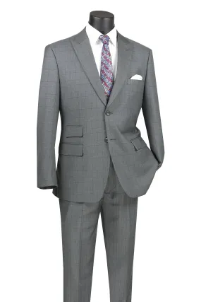 Gray Windowpane Modern Fit Suit