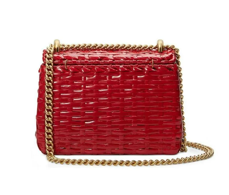 Gucci GG Marmont Shoulder Linea Cestino Mini Web Straw Red Cross Body Bag