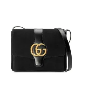 Gucci Shoulder Arli Medium Black Suede Cross Body Bag