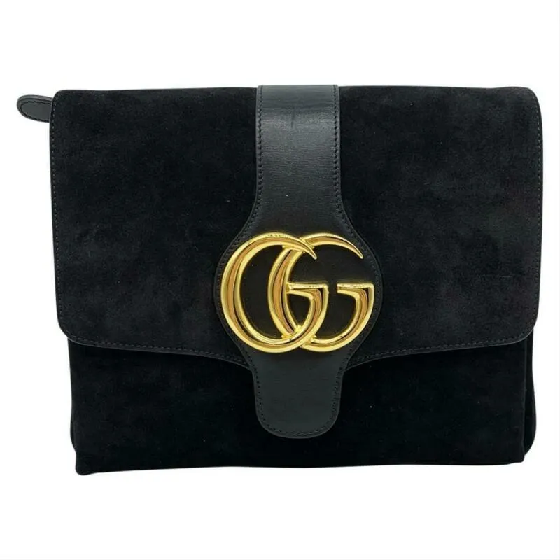 Gucci Shoulder Arli Medium Black Suede Cross Body Bag